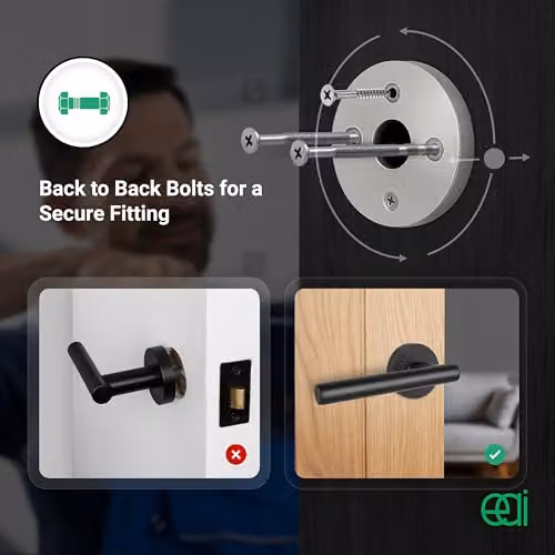 EAI Olbia Matt Black Bathroom Handle Kit with 80mm Lock and 76mm Hinges – 6