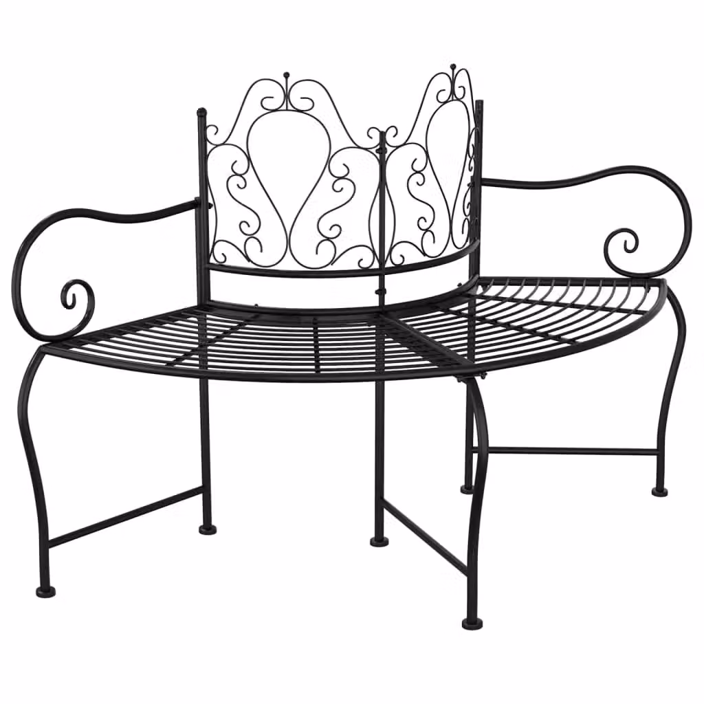 Berkfield Home Classic Tree Bench in Matt Black Metal, 150 cm – 2