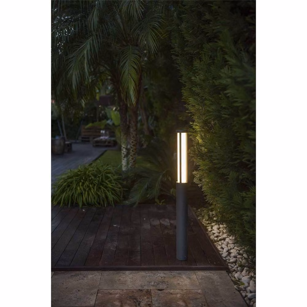 Netlighting Logar LED Outdoor Tall Bollard Light, Grey, H: 90 cm – 3