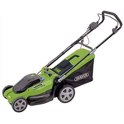 Draper 20535 1600W Corded Electric Lawn Mower, Green and Black, 400mm – 1