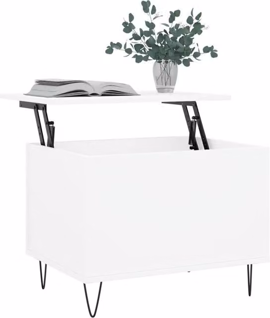 Berkfield Home Modern White Coffee Table with Lift Mechanism, W/D/H: 60 x 44.5 x 45 cm