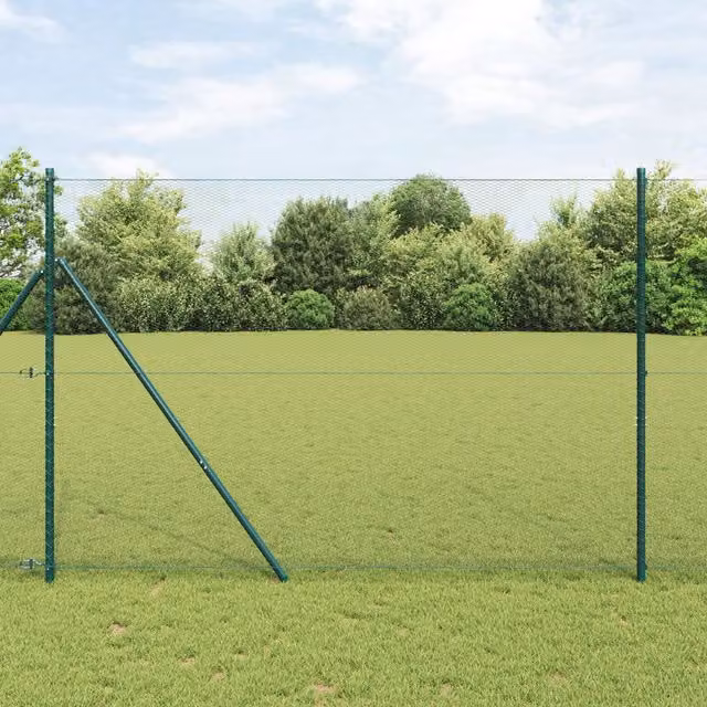 Berkfield Home Set of 2 Green Powder-Coated Metal Fencing, Length: 25 m, Height: 1.5 m – 1