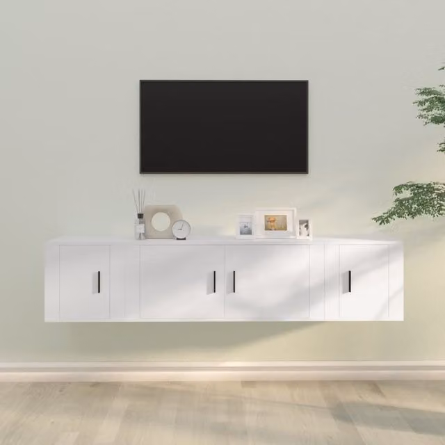 Berkfield Home 3 Piece Classic White Matt TV Cabinet Set in Engineered Wood