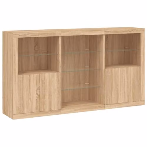 vidaXL Modern Sideboard with Integrated LED Lights in Brown, W/D/H: 181.5 x 37 x 100 cm – 1