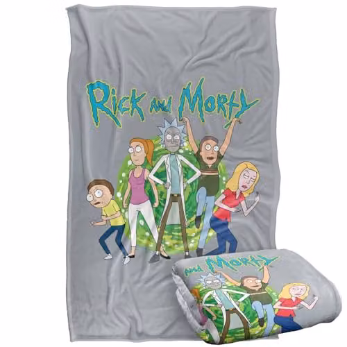 LOGOVISION Rick and Morty Family Fights Together Super Soft Fleece Throw Blanket, Multicolour, W/D/H: 91 x 147 cm – 1