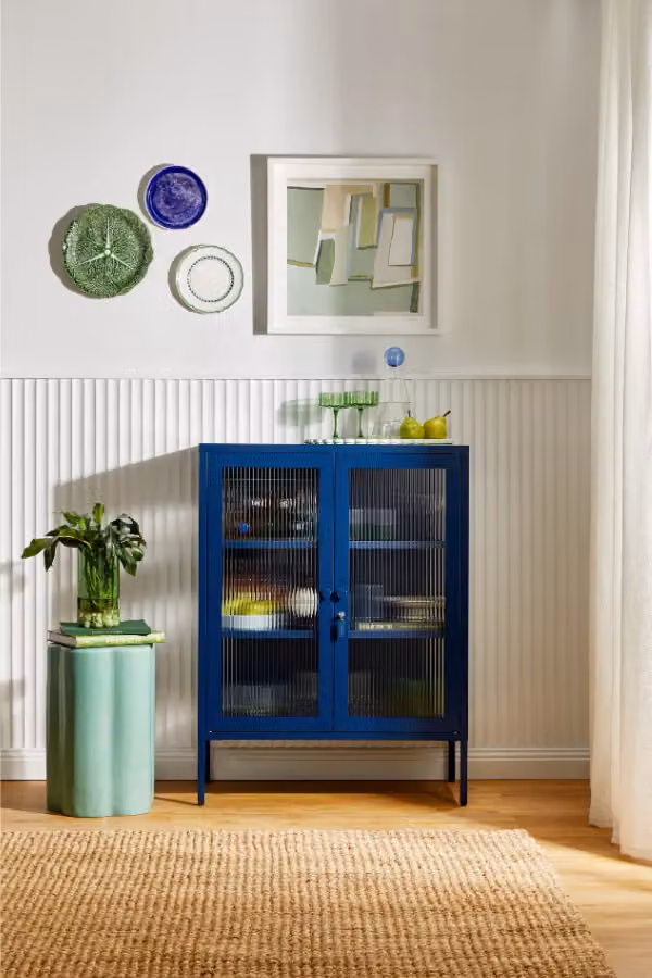 Mustard Made The Mixer Freestanding Kitchen Cabinet with Glass Doors and Lock, Blue, W/D/H: 75 x 40 x 100 cm – 3