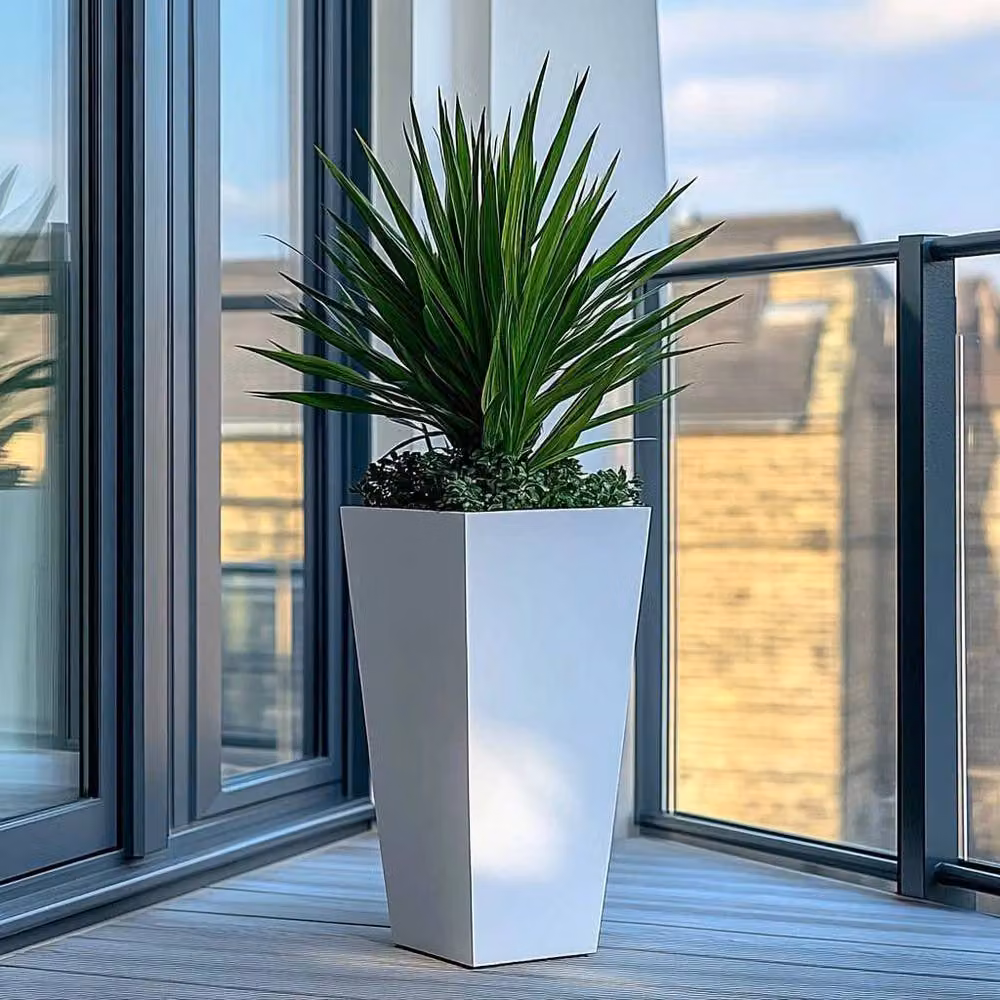 Access Garden Products Matte White Galvanised Steel Tall Tapered Square Planter, Height: 90 cm – 4
