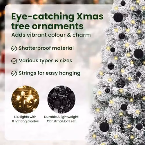 vidaXL Artificial Hinged Christmas Tree in Green and White, 150 cm – 6