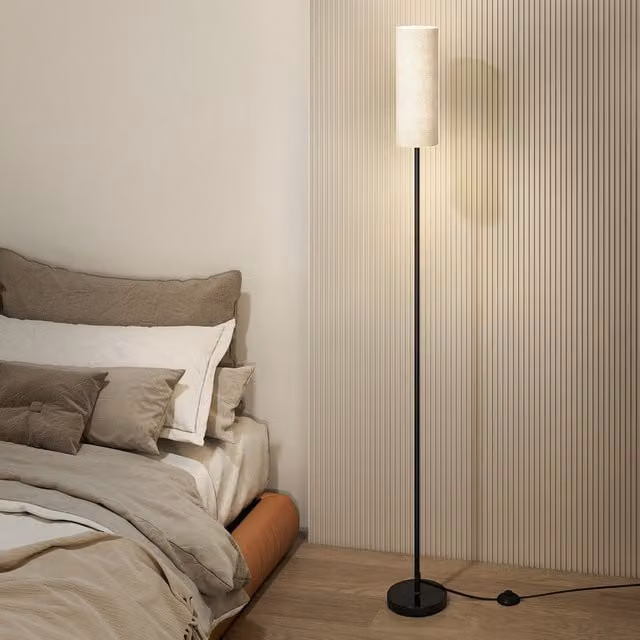 Emitto White Dimmable LED Floor Lamp with Remote Control, Timer and Foot Switch