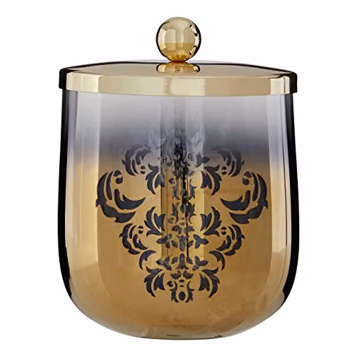 Premier Housewares Elissa Glass Cotton Jar in Gold, W/D/H: 10 x 10 x 13 cm – 3