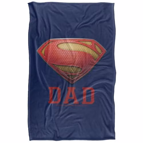Warner Bros. Man of Steel Dad of Steel Super Soft Fleece Throw Blanket, Multicolour