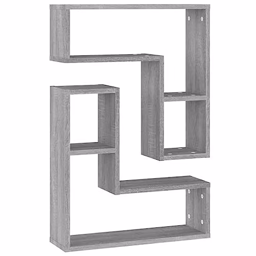 vidaXL Set of 2 Grey Wall Mounted Shelves in MDF, W/D/H: 50 x 15 x 50 cm