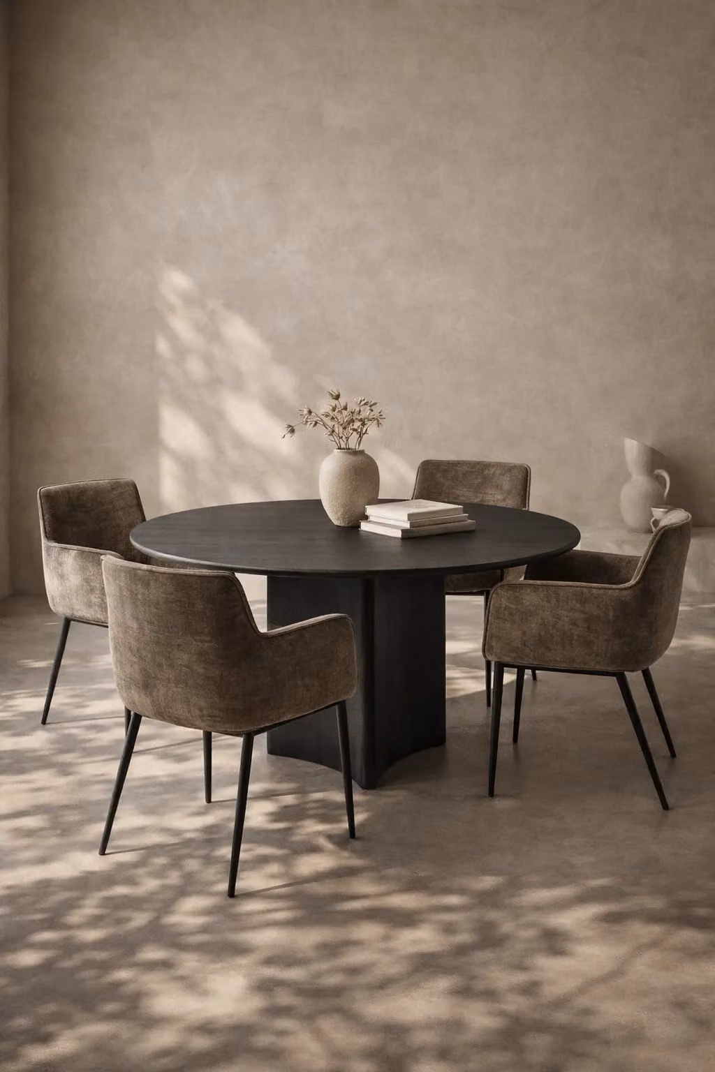 Tommy Franks Round Oak Dining Table in Black, Diameter: 135 cm, Height: 75 cm