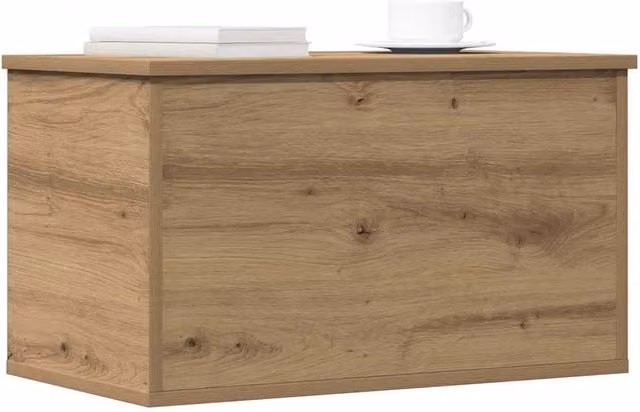 Berkfield Home Artisan Oak Storage Box with Lid in Brown, W/D/H: 60 x 35 x 35 cm