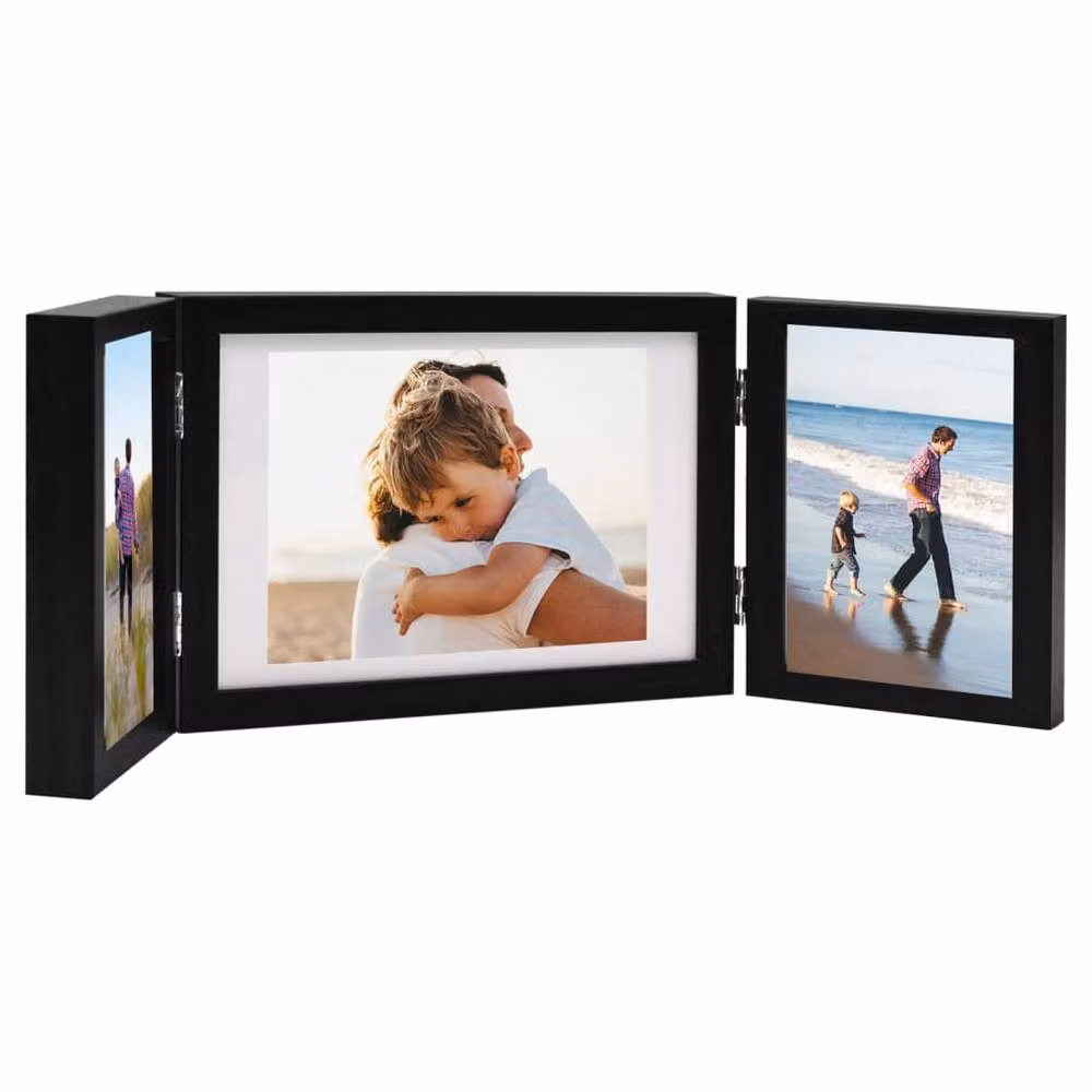 Berkfield Home Trifold Photo Frame Collage in Black, W: 28 cm, H: 18 cm – 2
