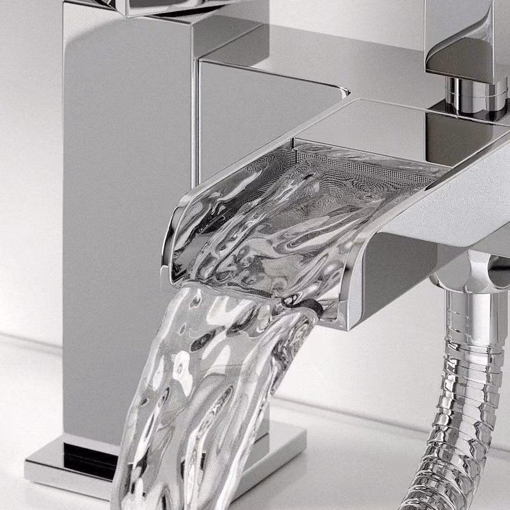 KORVIXA Modern Two-Handle Brass Bathroom Bath Shower Mixer Tap Set in Silver Chrome – 2