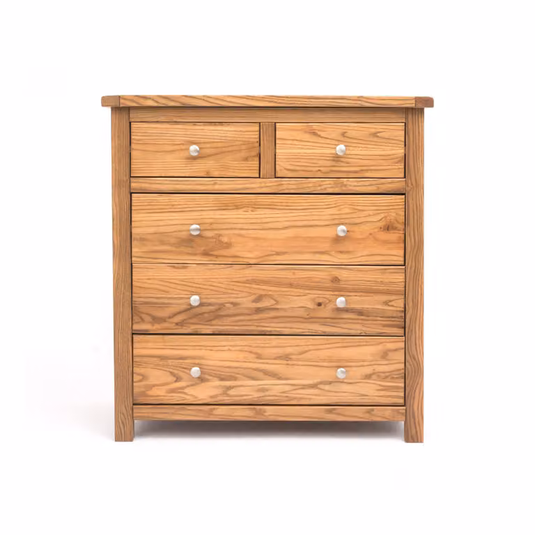 Cabinet Bits Trivento 5 Drawer Chest of Drawers in Sand Brown with Chrome Knobs