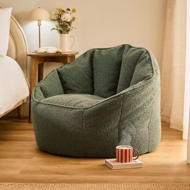 ICON Sirena Bouclé Bean Bag Accent Chair in Green