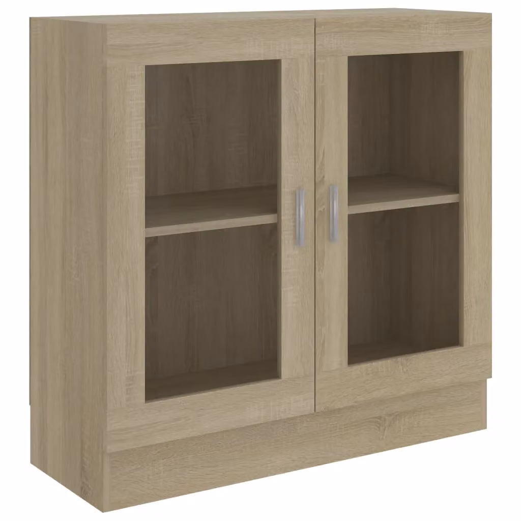 Berkfield Home Sonoma Oak Vitrine Cabinet with Glass Doors, Brown, W: 82.5 cm, D: 30.5 cm, H: 80 cm – 2