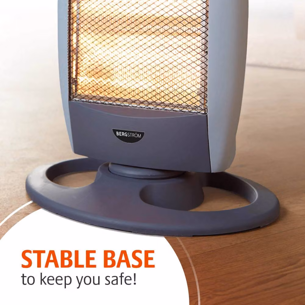 Bergstrom Grey Halogen Infrared Heater with 75 Degree Oscillation and 3 Heat Settings, H 48 cm x W 48 cm x D 48 cm – 7