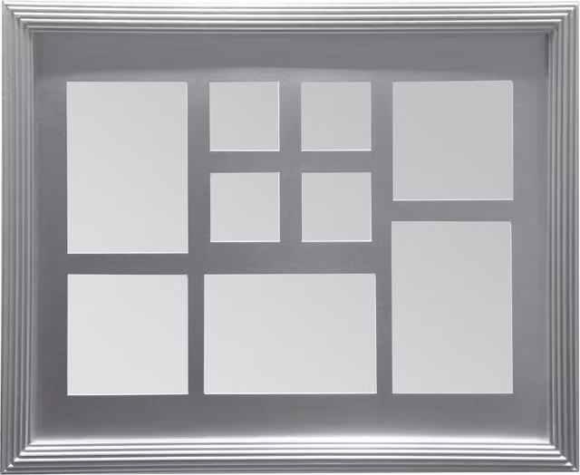 Orsina Silver Multi Photo Frame for 9 Photos, Rectangular Wall Hanging Display Piece
