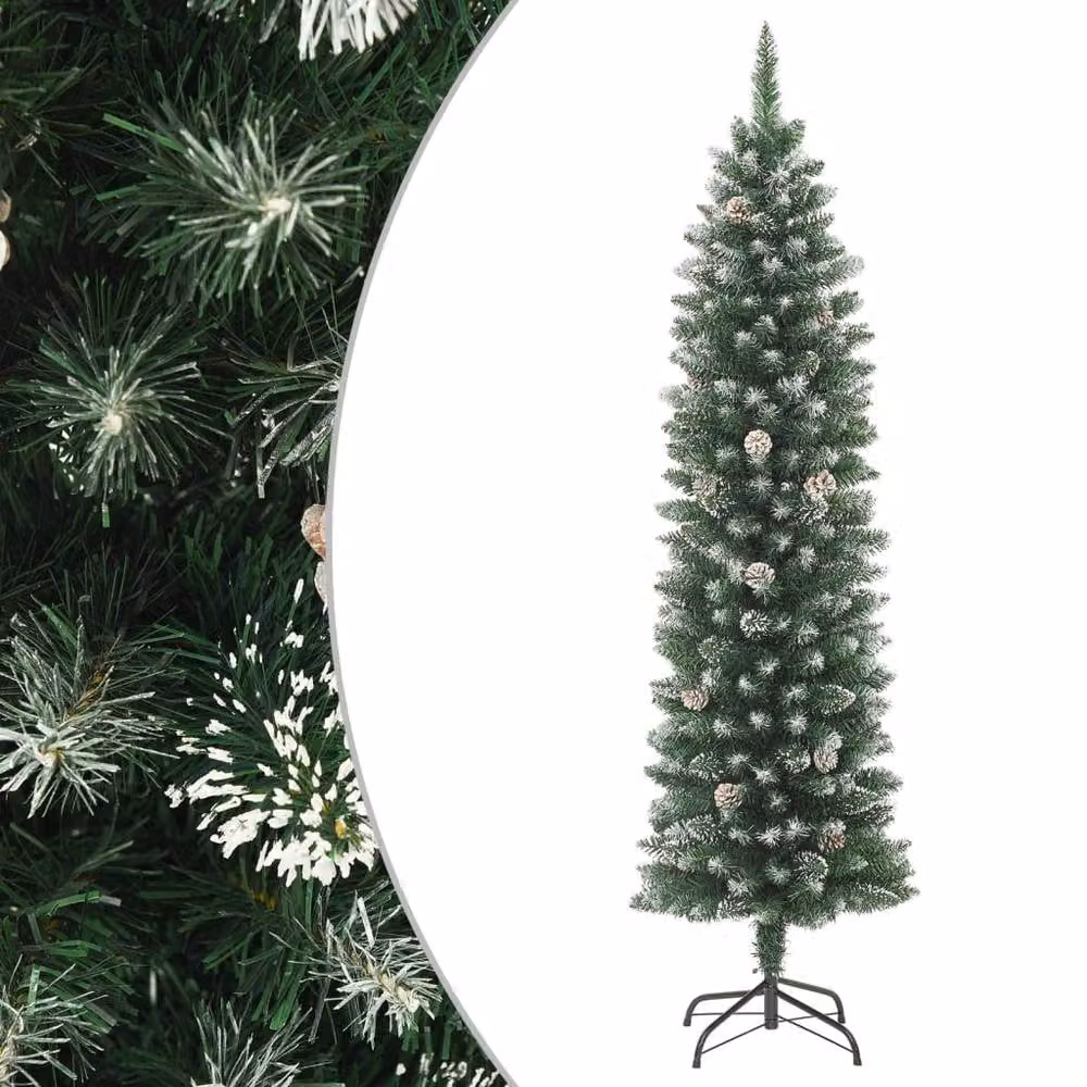 Berkfield Home Artificial Slim Green Christmas Tree with Stand, Height: 210 cm – 2