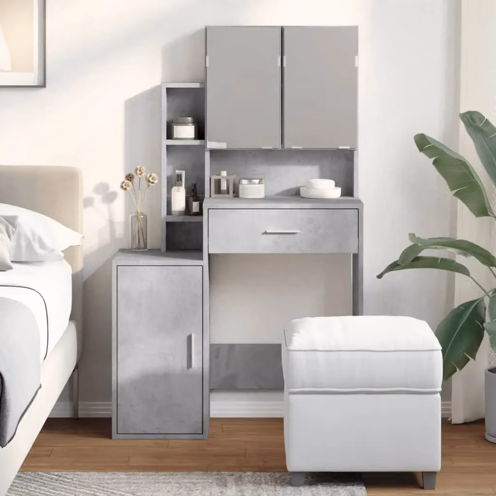 Berkfield Home Dressing Table with Cabinet in Concrete Grey, W/D/H: 80 x 35 x 132 cm – 3