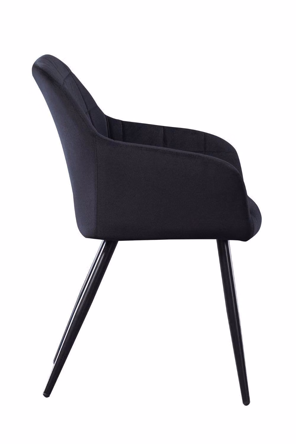 Life Interiors Set of 6 Camden Modern Velvet Dining Chairs with Armrests and Black Metal Legs – 4