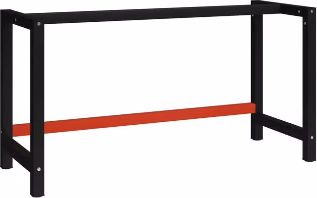 Berkfield Home Metal Work Bench Frame in Black and Red, W/D/H: 150 x 57 x 79 cm