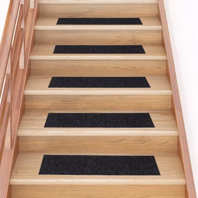 Berkfield Home Self-adhesive Rectangular Stair Mats, 15 Pieces, Black, W: 76 cm, D: 20 cm – 1