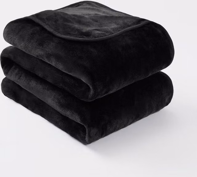 OHS Heated Black Fleece and Flannel Electric Over Blanket with Auto Shut Off