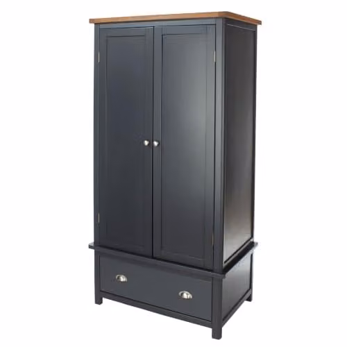 Core Products Dunkeld 2 Door Wardrobe with 1 Drawer in Midnight Blue and Oak Finish, W/D/H: 90 x 55 x 190 cm – 3