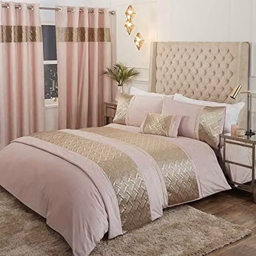 Rapport Home Capri Polycotton Duvet Cover and Pillowcase Set in Pink, Black and Gold – 2