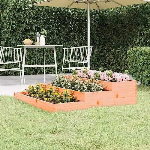 vidaXL Solid Wood Douglas Planter, Brown, W: 107 cm, D: 107 cm, H: 27 cm – 2