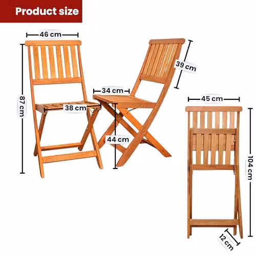Samuel Alexander Set of 2 Bowness Brown Wooden Slatted Folding Garden Chairs – 2