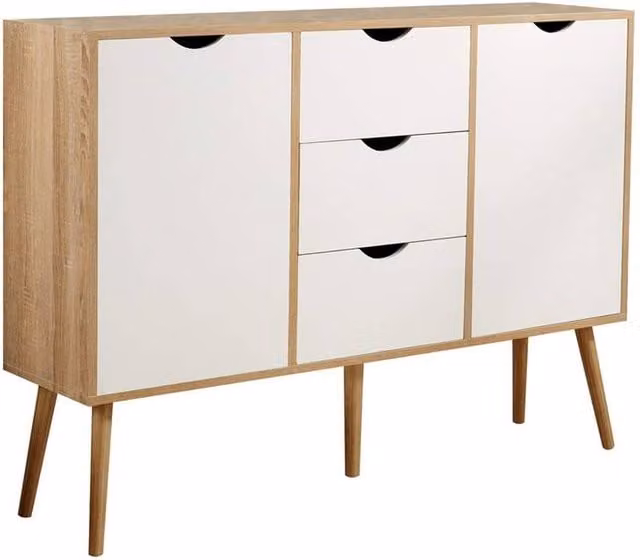 FORGEVIO Boden Modern Living Room Sideboard with 2 Doors and 3 Drawers in White