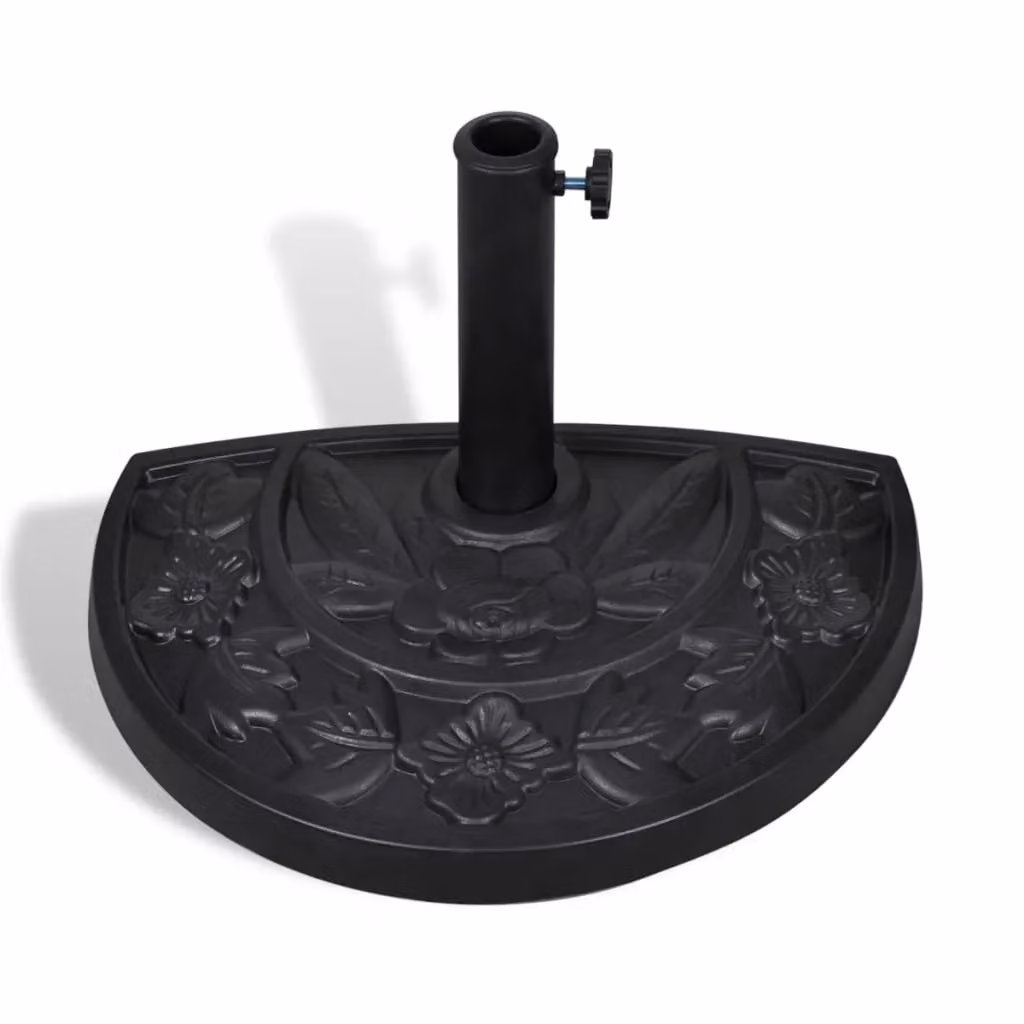 Berkfield Home Black Resin Half Round Parasol Base – 2