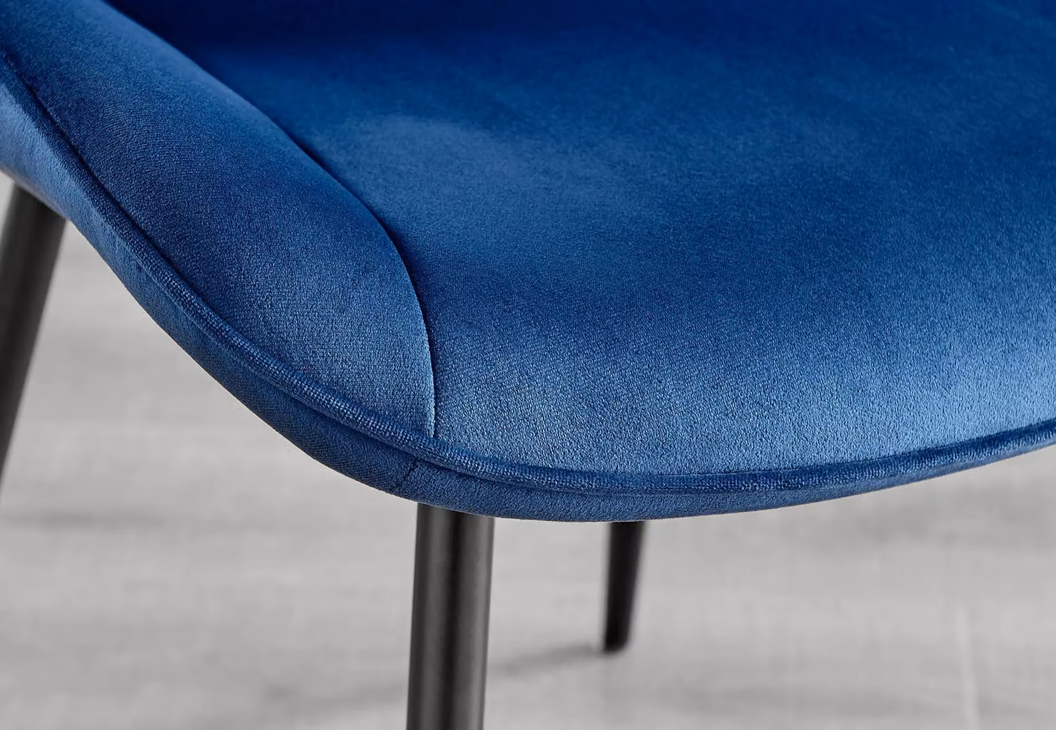 FurnitureboxUK Pesaro Set of 2 Luxury Velvet Dining Chairs with Diamond Stitched Back and Black Metal Legs in Navy Blue – 5