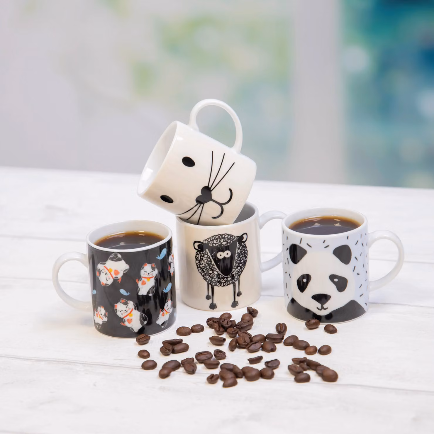 KitchenCraft Set of 6 White Porcelain Panda Espresso Cups – 3