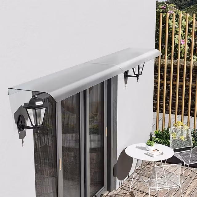 Breeins Frosted Door Canopy Awning for Outdoor Rain Protection, White/Transparent, W: 200 cm, D: 40 cm, H: 40 cm