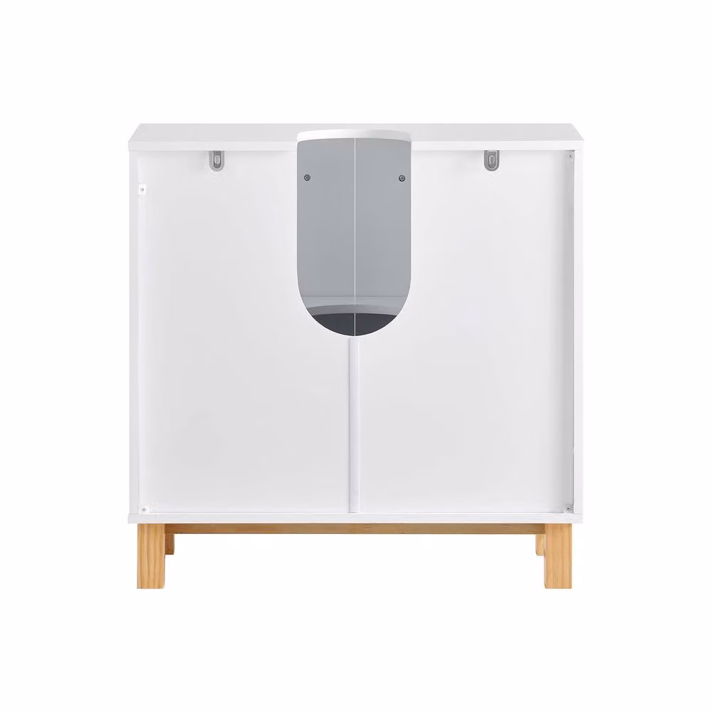 SoBuy Freestanding Under Sink Bathroom Cabinet in White with Hinged Doors and Internal Shelves – 2