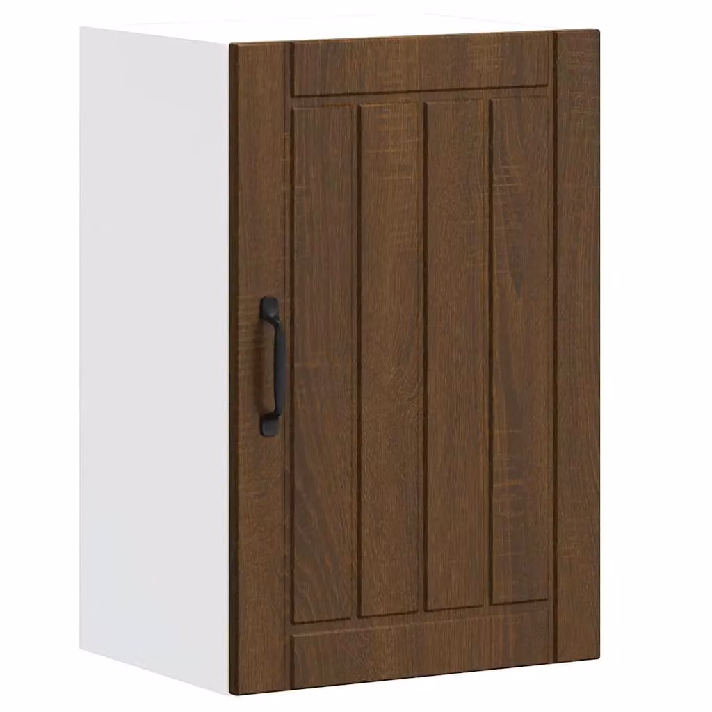 Berkfield Home Lucca Kitchen Wall Cabinet in Brown Oak with Glass Doors – 1