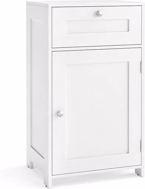 Costway White Freestanding Bathroom Storage Cabinet with Drawers and Shelves – 1