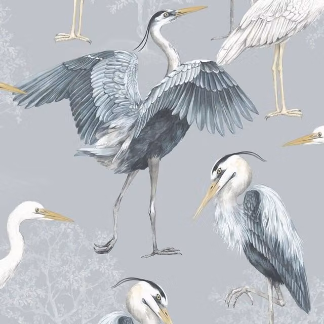 Rasch The Design Library Heron Crane Nature Mural Wallpaper in Blue