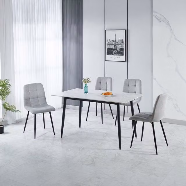 Seconique Fenton Dining Set with 4 Chairs in Light Grey