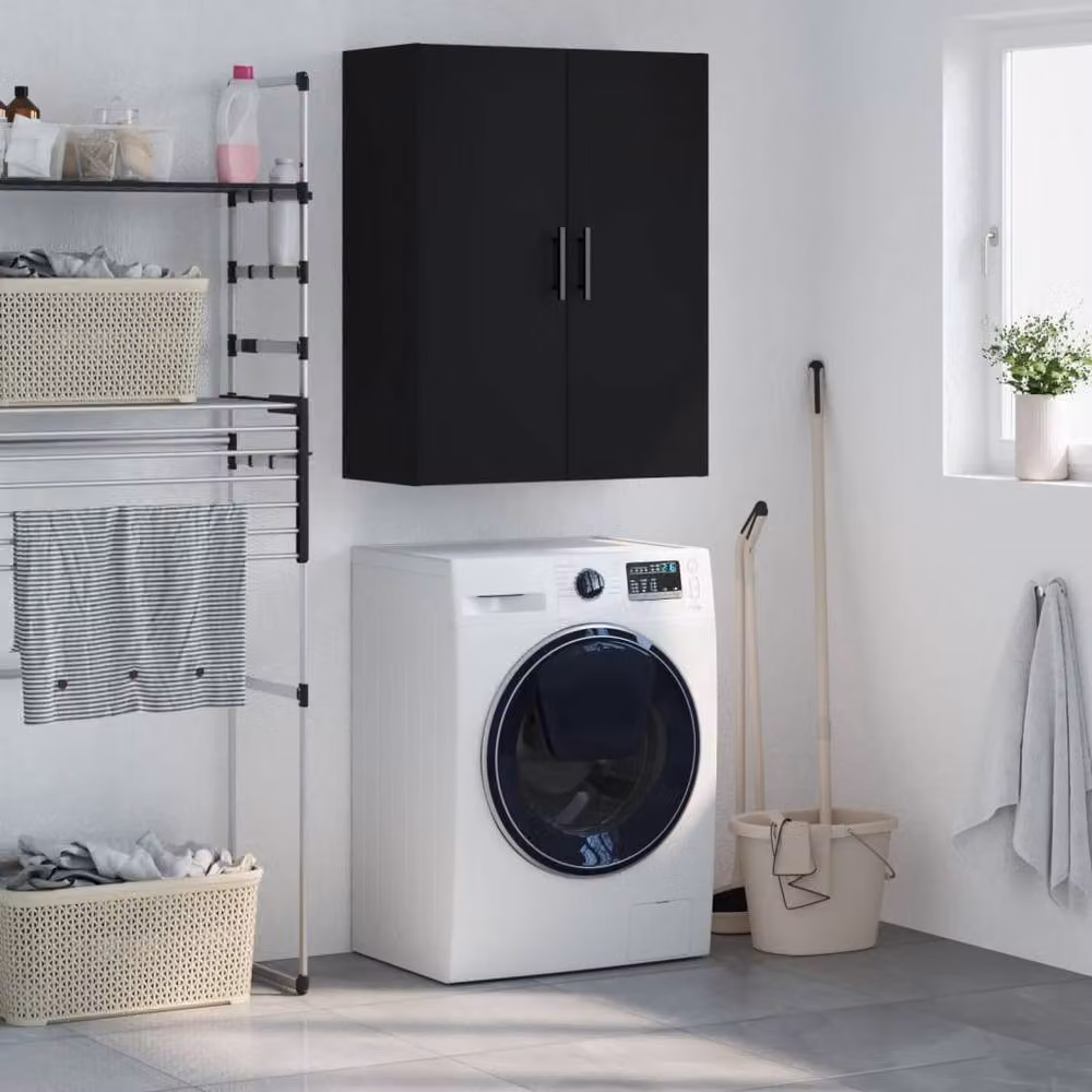 Berkfield Home Modern Wall Mounted Cabinet in Black, W: 69.5 cm, D: 34 cm, H: 90 cm – 2