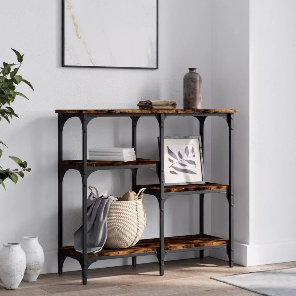 Berkfield Home Decorative Console Table in Smoked Oak Brown, W/D/H: 80 x 29 x 75 cm – 2