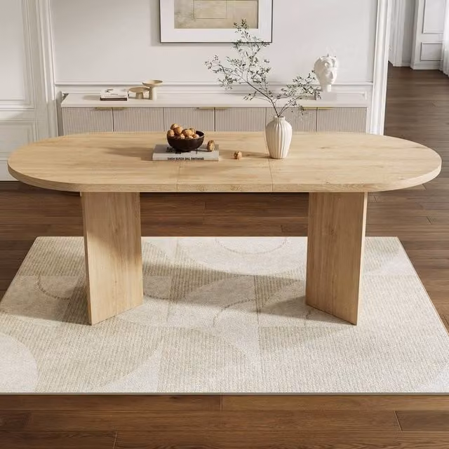 ModernLuxe Modern Oval Dining Table in Brown with Pedestal Base, W: 180 cm, D: 90 cm, H: 75 cm – 1