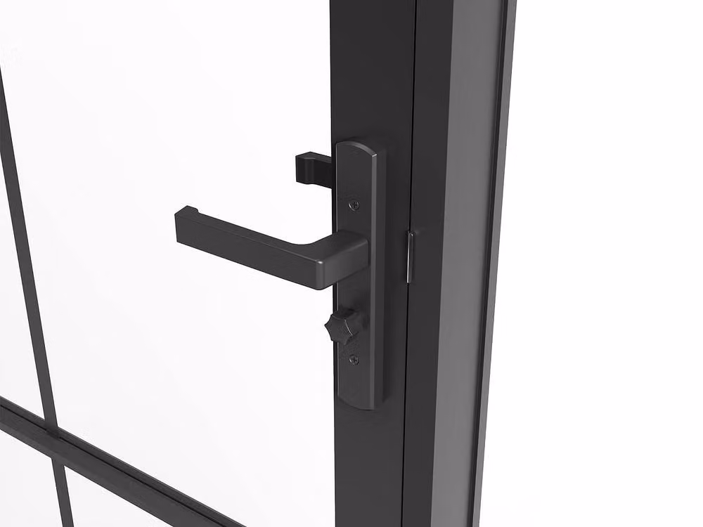 Vente-unique Aluminium and Tempered Glass Reversible Door Unit, Black, H: 204 cm, W: 93 cm – 3