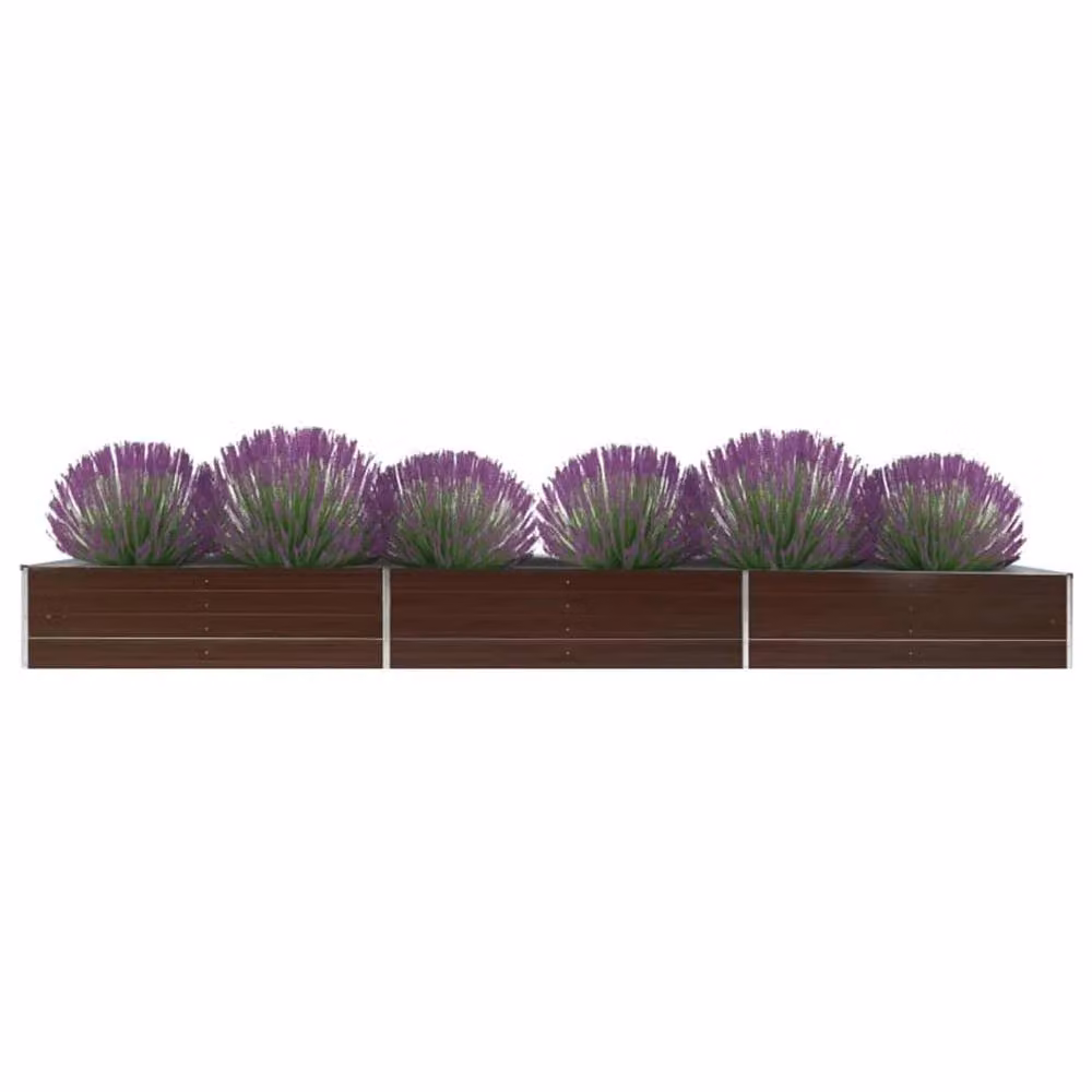 Berkfield Home Garden Brown Galvanised Steel Raised Bed W: 480 cm, D: 80 cm, H: 45 cm – 2